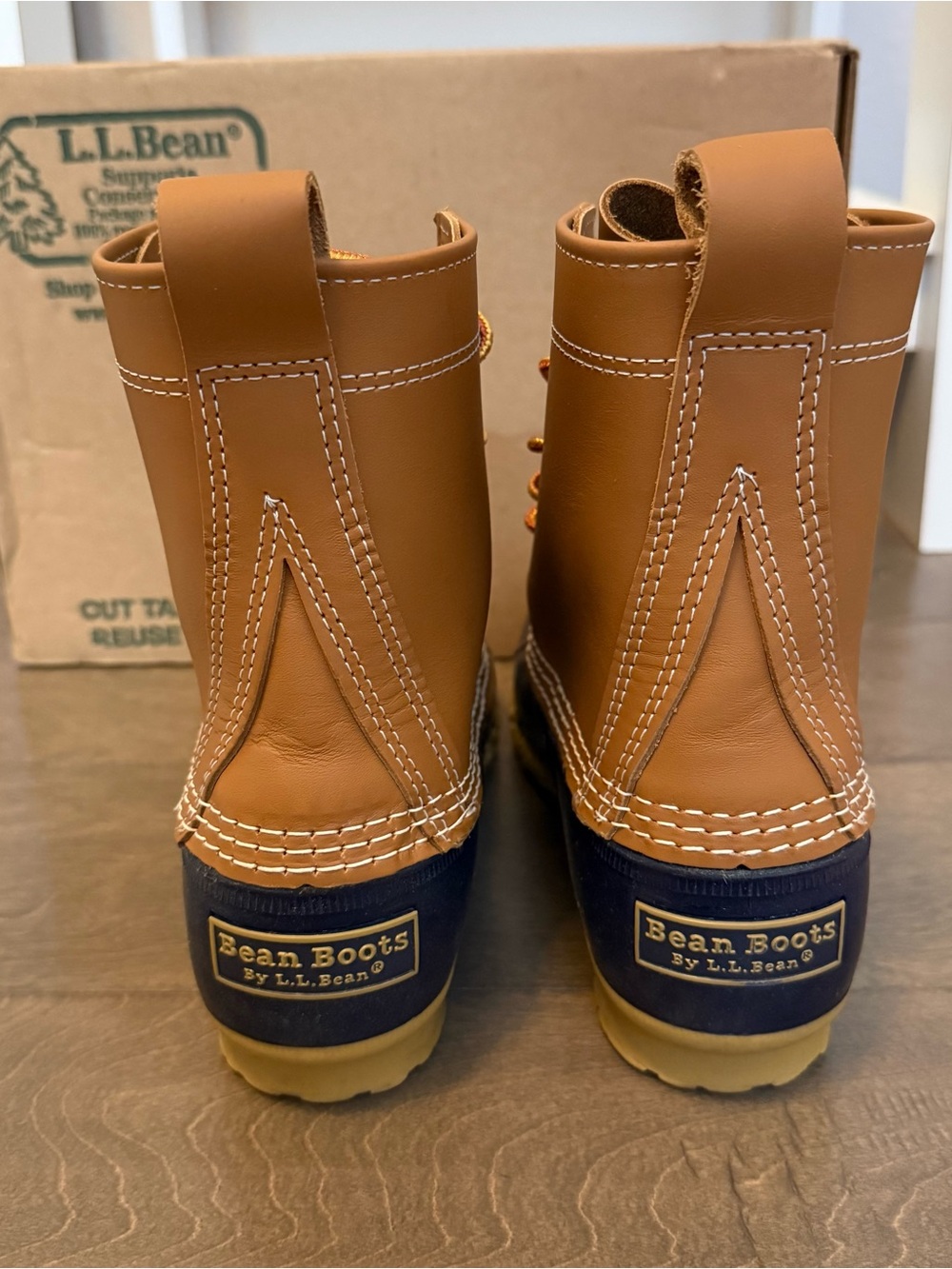 LL Bean - Women's Bean Boots, 8" - Tan/Navy - Size 8 - Picture 5 of 10
